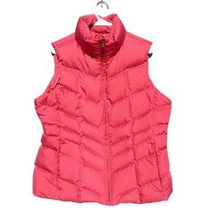 Lands End Puffer Vest women large pink coat jacket